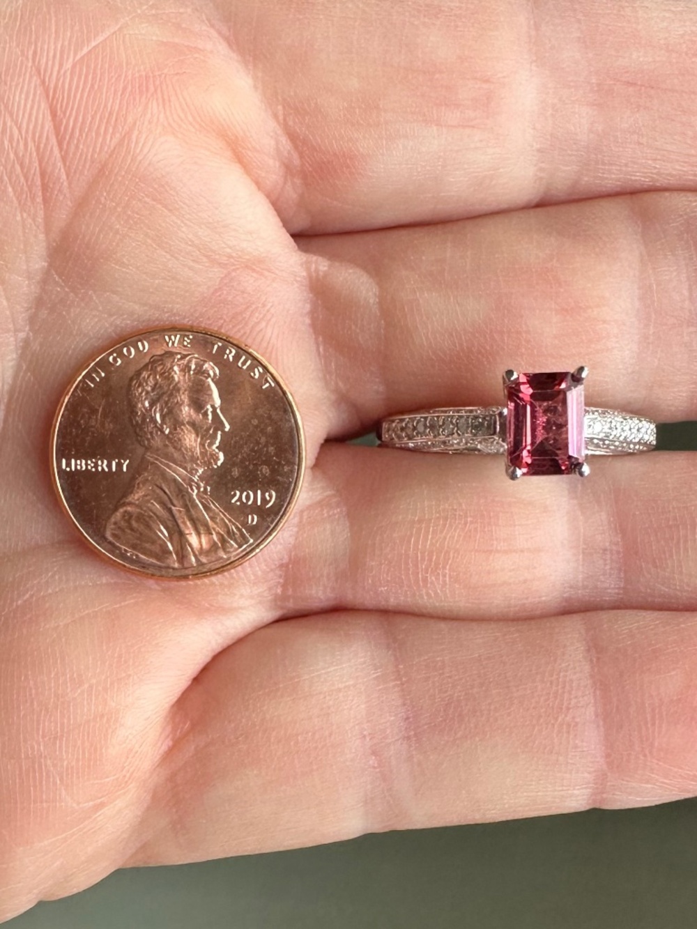 🔥 Vibrant Raspberry Rubellite Tourmaline & Diamond 14k White Gold Ring 💍 Sz 7 - Picture 11 of 11